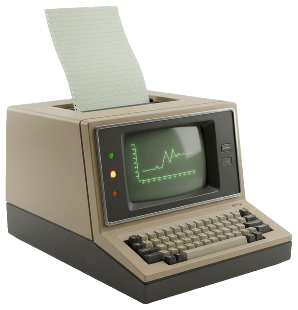 A vintage teletype printer feeding out the mechanism sheet